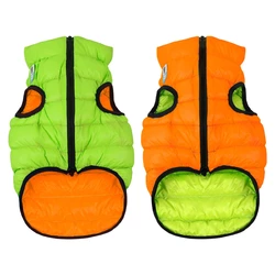 Двусторонняя курточка для собак Airy Vest оранжево-cалатовая S30